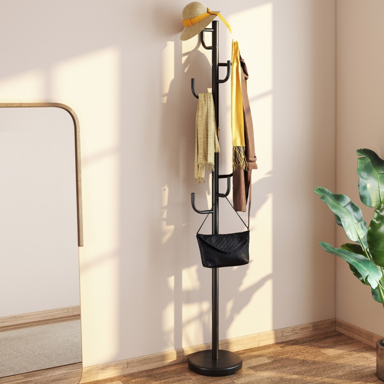 Coat Rack Metal Freestanding Circular Base Tiered Hooks
