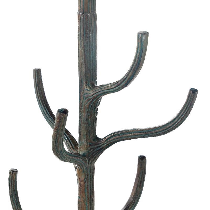 Coat Rack Metal Verdigris Patina Branch Silhouette Ribbed Texture Stand