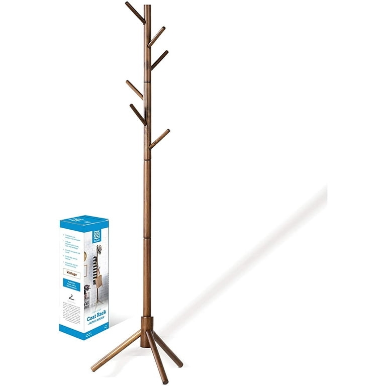 Coat Rack Mid-Century Walnut Brown Staggered Branches