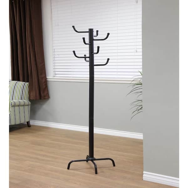 Coat Rack Minimalist Metal Slender Silhouette Multi Tier Hooks