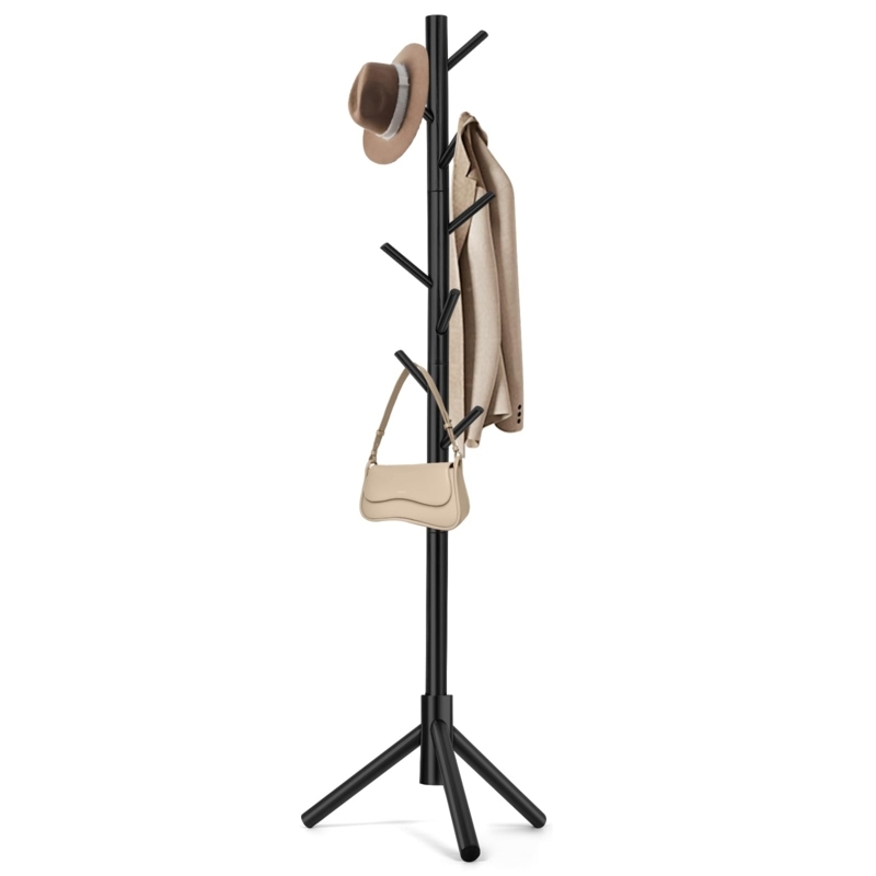 Coat Rack Minimalist Modern Metal Tree Silhouette Tripod Base