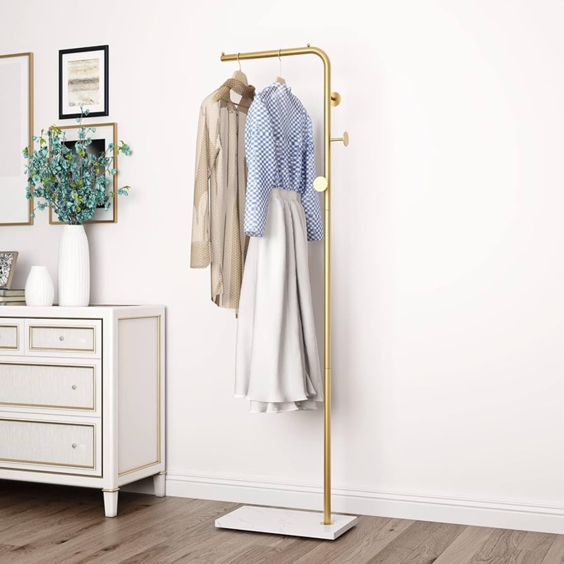 Coat Rack Minimalist Slim Silhouette Horizontal Bar Knob Hooks