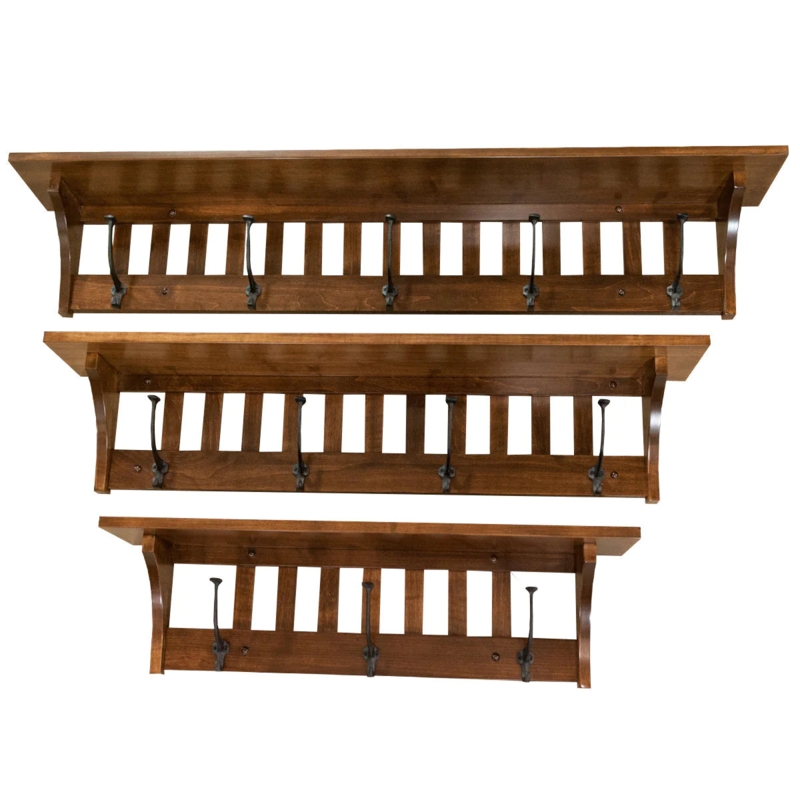 Coat Rack Mission Style Slatted Backboard Top Shelf Craftsman Traditional
