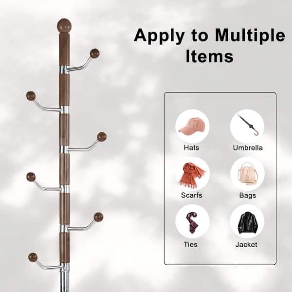 Coat Rack Mixed Material Ball Tipped Hooks Freestanding
