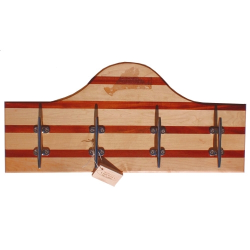 Coat Rack Nautical Boat Cleat Rack with Arched Striped Wood Back