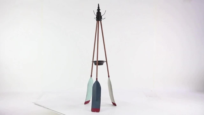 Coat Rack Nautical Oar Design Multicolor Blades Valet Tray