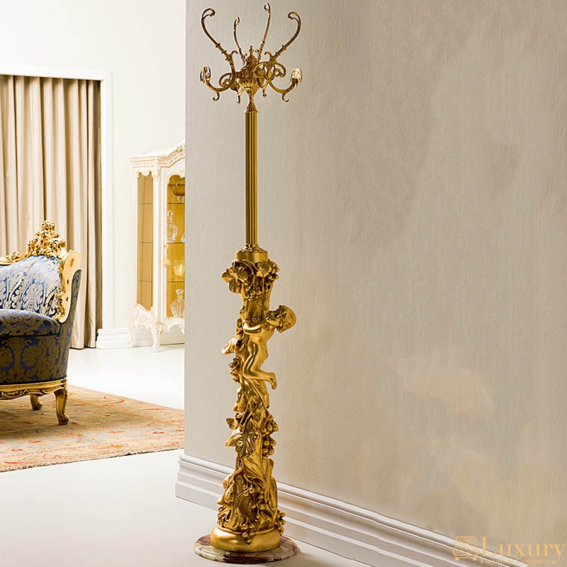Coat Rack Opulent Baroque Style with Cherub Base and Scrollwork