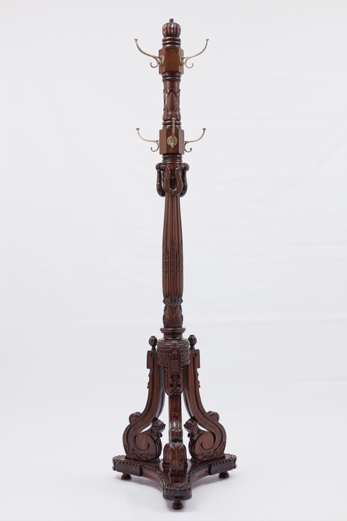Coat Rack Ornate Traditional Hall Tree with Intricate Scroll Base