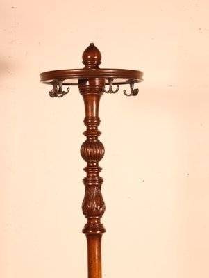Coat Rack Ornate Turned Wood Hanger with Circular Hook Array