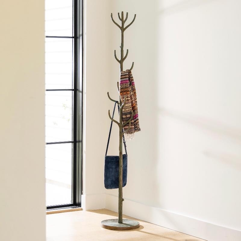 Coat Rack Patina Finish Tree Branch Silhouette Organic Form Rustic