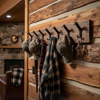 Coat Rack Railroad Spike Hooks Weathered Base Rustic Industrial