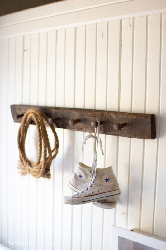 Coat Rack Reclaimed Wood Plank Square Head Nails Rustic Industrial
