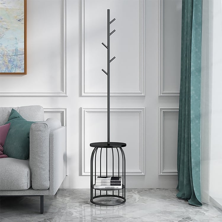 Coat Rack Stand Birdcage Base Integrated Storage Shelf