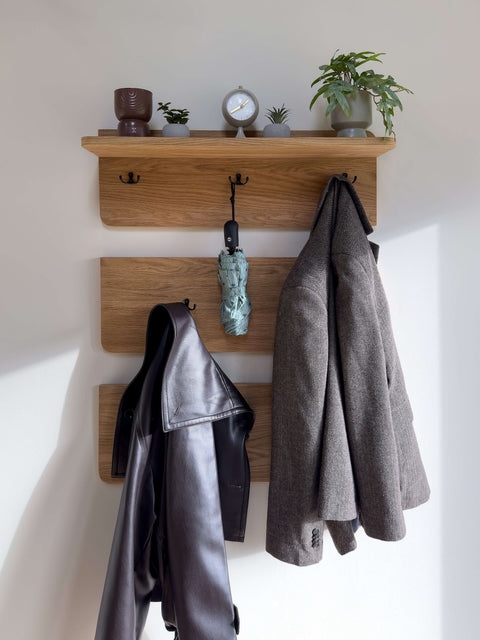 Coat Rack Three Tier Design Black Double Hooks Scandinavian Style