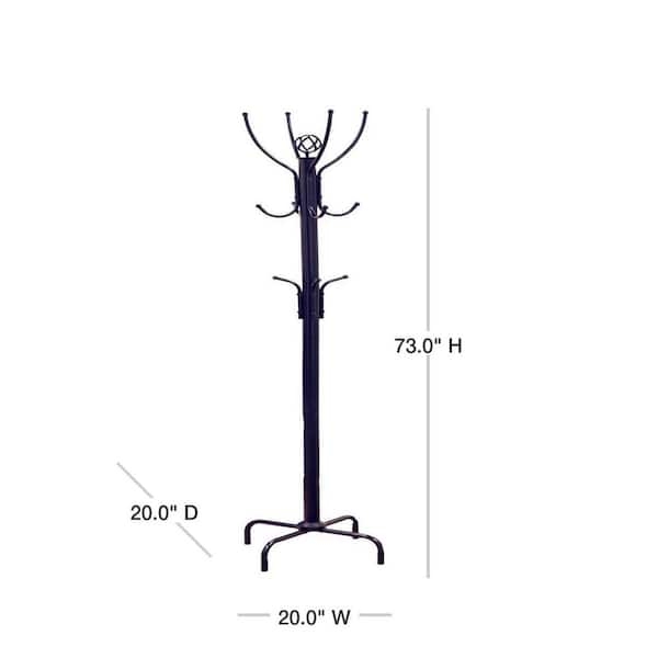 Coat Rack Traditional Black Metal Spherical Finial Eight Hooks