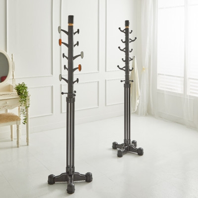 Coat Rack Traditional Charcoal Finish Circular Peg Hooks