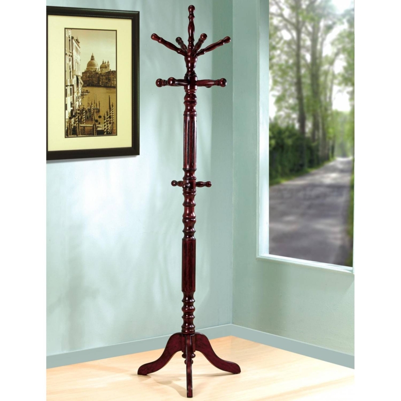 Coat Rack Traditional Mahogany Finish Spinning Top Tiered