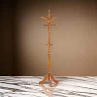Coat Rack Traditional Polished Wood Curved Legs Tripod Base
