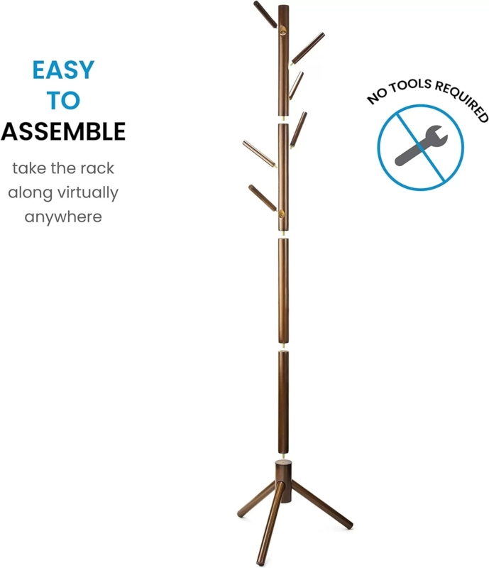 Coat Rack Transitional Dark Brown Modular Sections Tripod