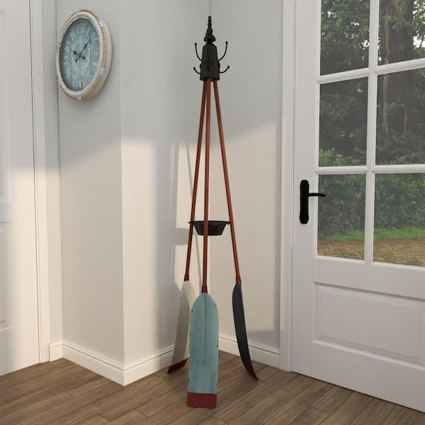 Coat Rack Tripod Oar Legs Central Catchall Tray Entryway