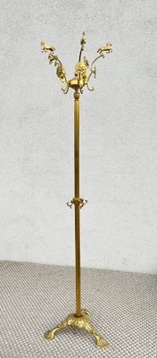 Coat Rack Victorian Brass Horse Motifs Ornate Tripod Base