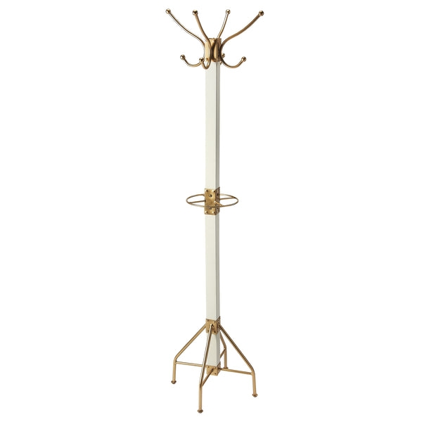 Coat Rack White and Polished Gold Farmhouse Umbrella Ring