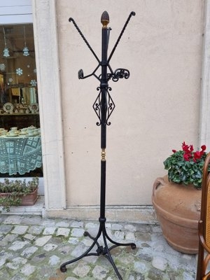 Coat Rack Wrought Iron Ornate Twisted Arms Hall Tree