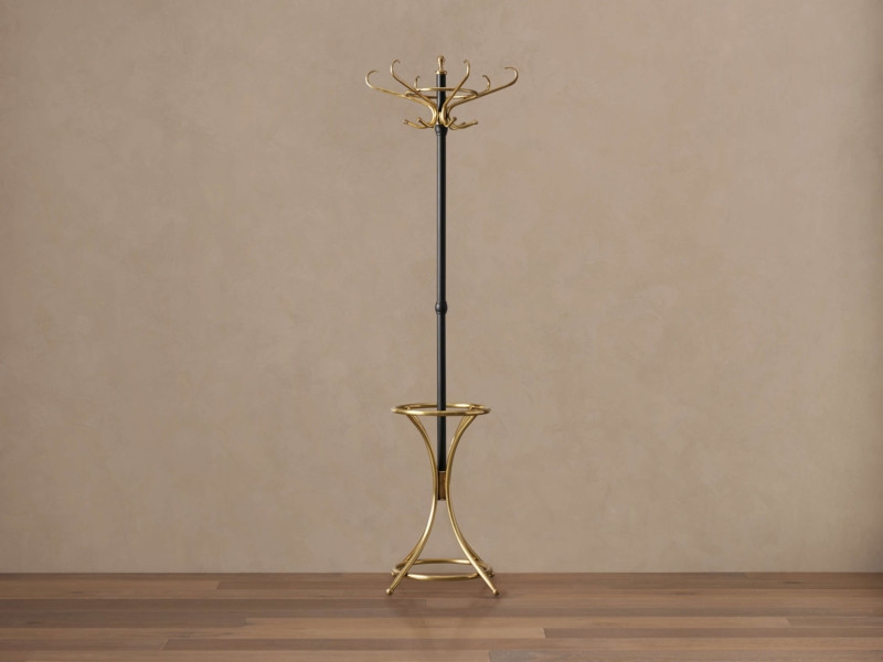 Coat Stand Pedestal Mixed Metal Black and Gold Umbrella Ring