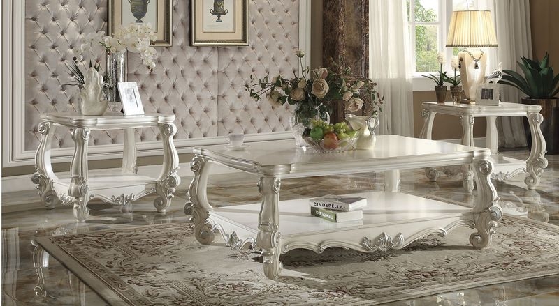 Coffee Table Set Scrollwork Carvings Cabriole Legs Rococo Revival