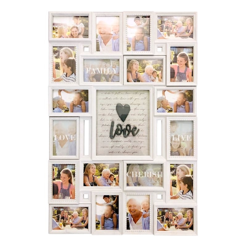 Collage Frame 20 Openings White Shadow Box Centerpiece Script Art