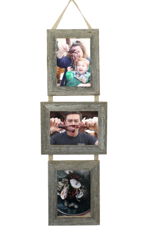 Collage Frame Barnwood Texture Ribbon Hanging Mount Rustic Style