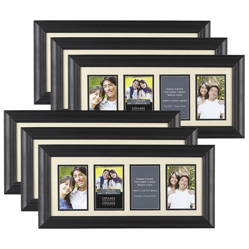 Collage Frame Bulk Pack Six Count Four-Opening Cream Mat Beaded Edge
