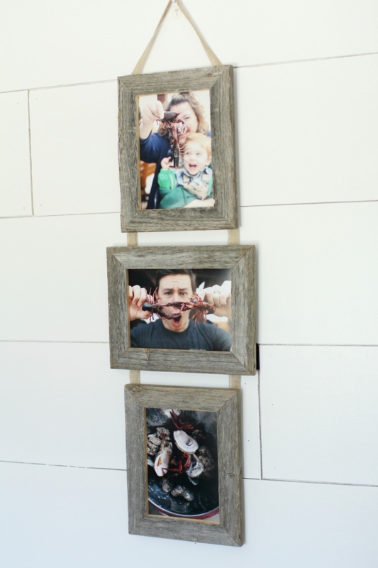 Collage Frame Weathered Grey Barnwood Texture Ribbon Connected