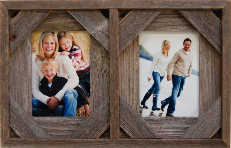 Collage Frame Weathered Wood Multi-Directional Slats Rustic Farmhouse