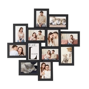 Collage Picture Frame Asymmetrical Layout 12-Slot Black Finish