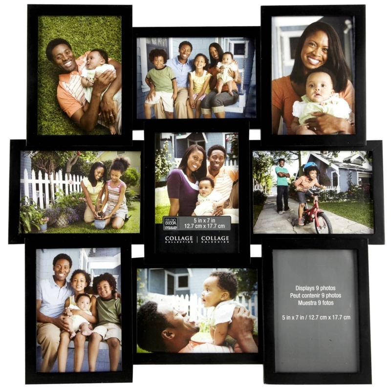 Collage Picture Frame Black Overlapping Style Staggered Grid Display