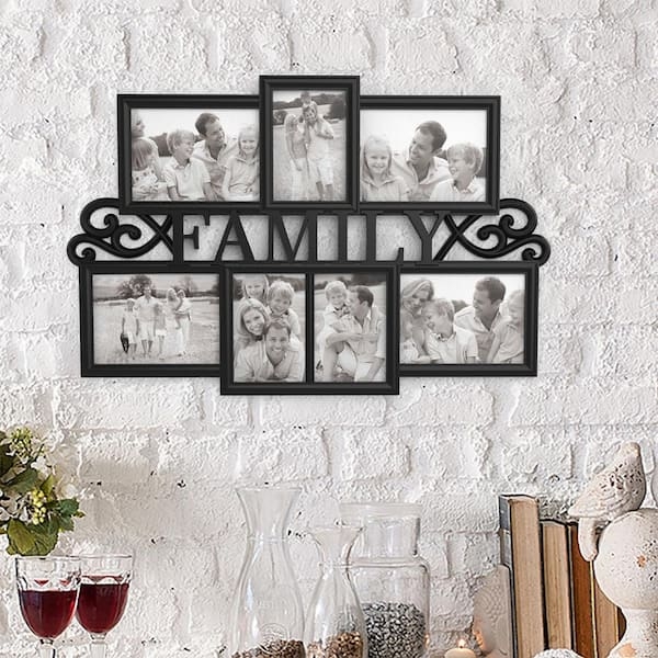 Collage Picture Frame Family Lettering Scrollwork Accents Traditional