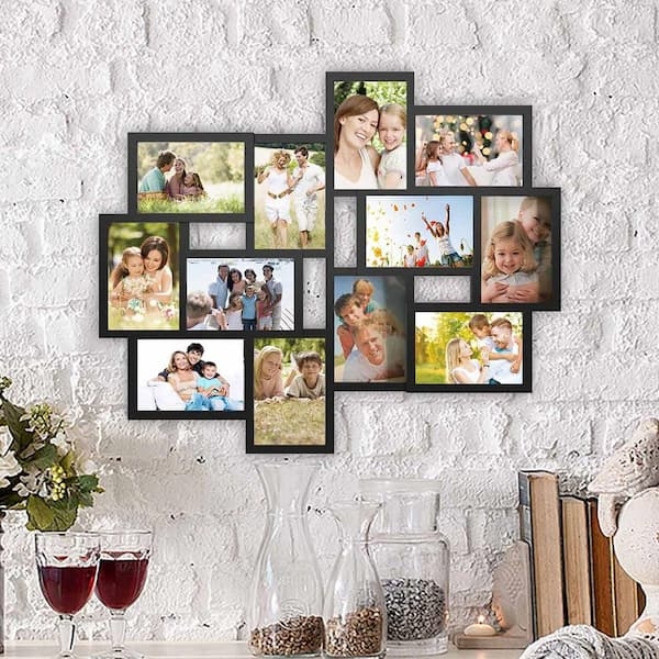 Collage Picture Frame Interlocking 12-Opening Matte Black Finish