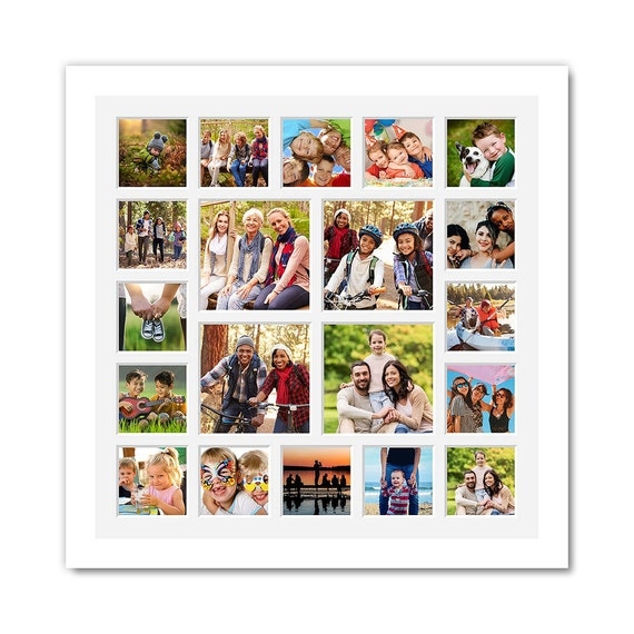 Collage Picture Frame Large Square White Grid 20 Photo Capacity