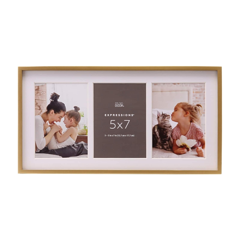 Collage Picture Frame Metallic Gold Finish White Mat Transitional