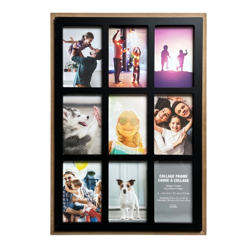 Collage Picture Frame Nine-Opening Grid Layout Two-Tone Finish