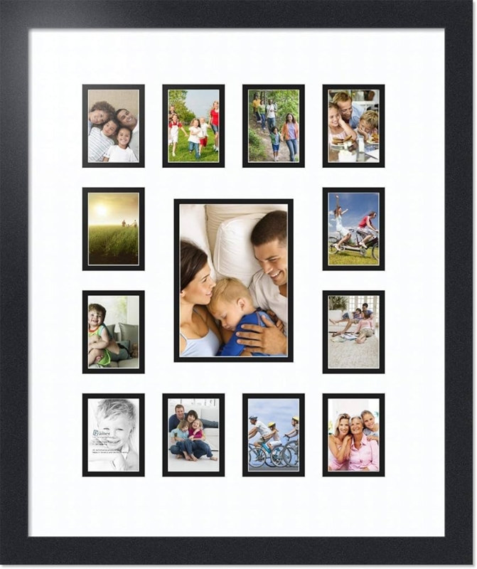Collage Picture Frame, Satin Black 13-Opening with Double Matting.