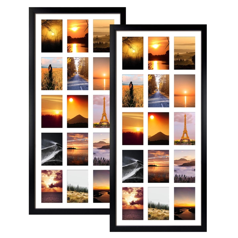 Collage Picture Frame Set of Two 15-Opening Black with Mat