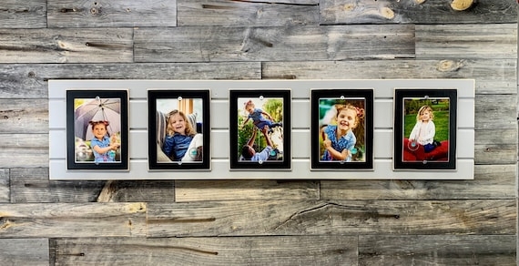 Collage Picture Frame Slat Board Design Rustic Farmhouse Grey Finish