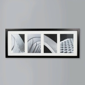 Collage Picture Frame Thin Profile White Mat Four Openings Minimalist