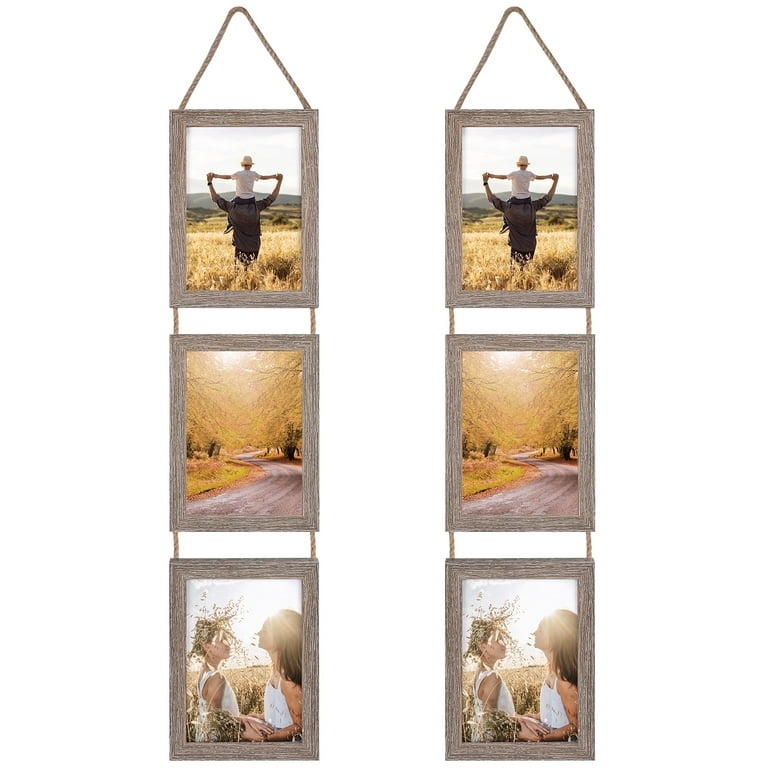 Collage Picture Frame Vertical Rope Hanging Weathered Finish