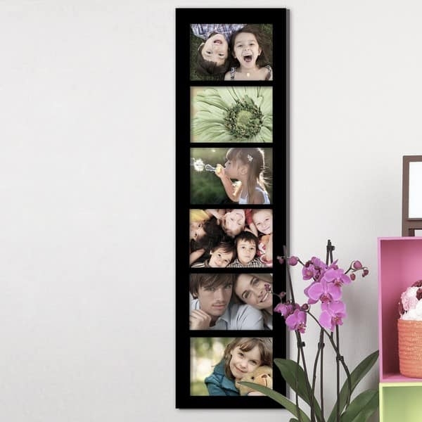 Collage Picture Frame Vertical Slender Profile Matte Black Six Opening