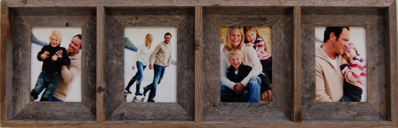 Collage Picture Frame Weathered Barnwood Appearance Rustic Four Opening