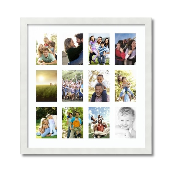 Collage Picture Frame White Twelve-Opening Portrait Grid Layout