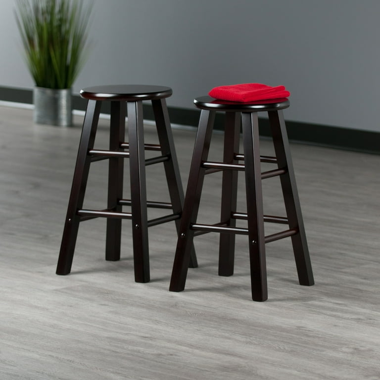 Compact Counter Stool with Round Seat and Double Footrests